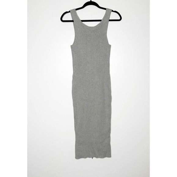 Alexander Wang Sleeveless Ribbed Sweater Midi Dress Front Zip Womens Gray Size S - Picture 4 of 6
